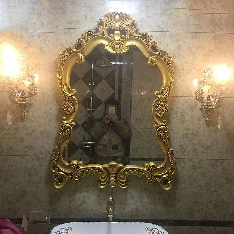 European Style Wall Mounted Bathroom Mirror With Waterproof Decorative Frame