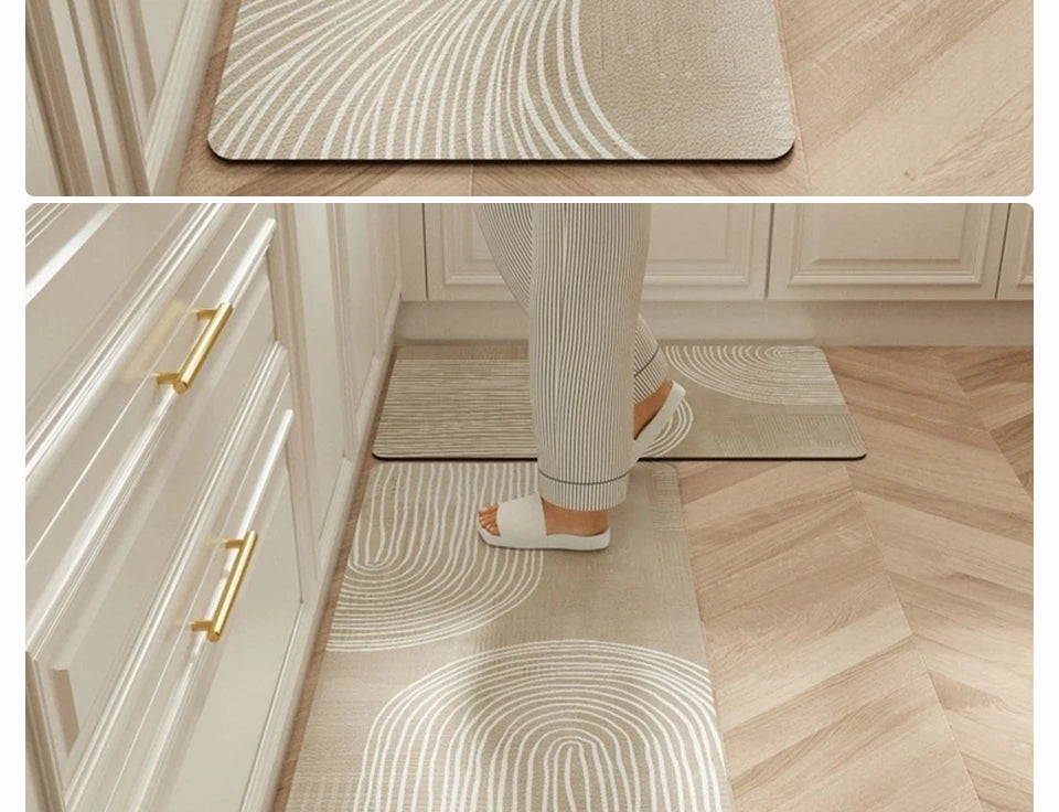 Facaishu Waterproof Kitchen Floor Mat PVC Leather Non Slip Rug