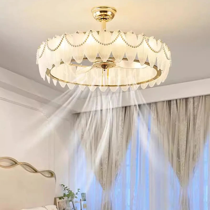 Yue Huqin Crystal Chandelier Ceiling Fan Pendant Light