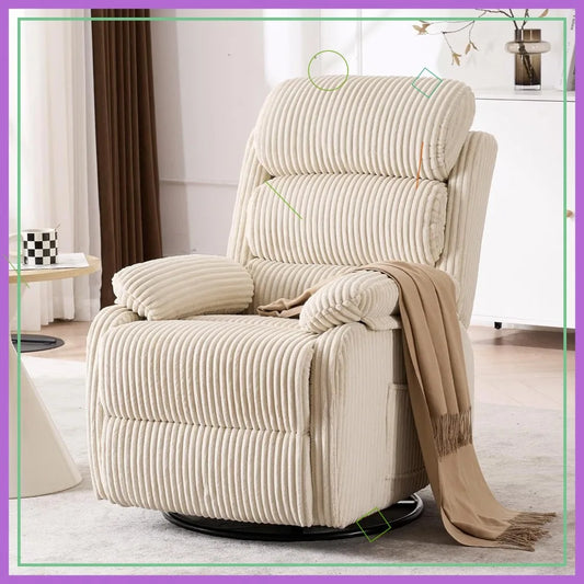 360 Degree Swivel Rocking Recliner Chair With Footrest Velvet Upholstered