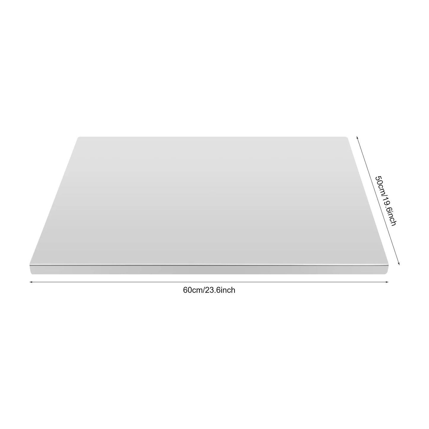 60x50cm Stainless Steel Chopping Board with L-Shaped Folded Edge for Cutting Veggies, Kneading Dough, Kitchen Counter Protection