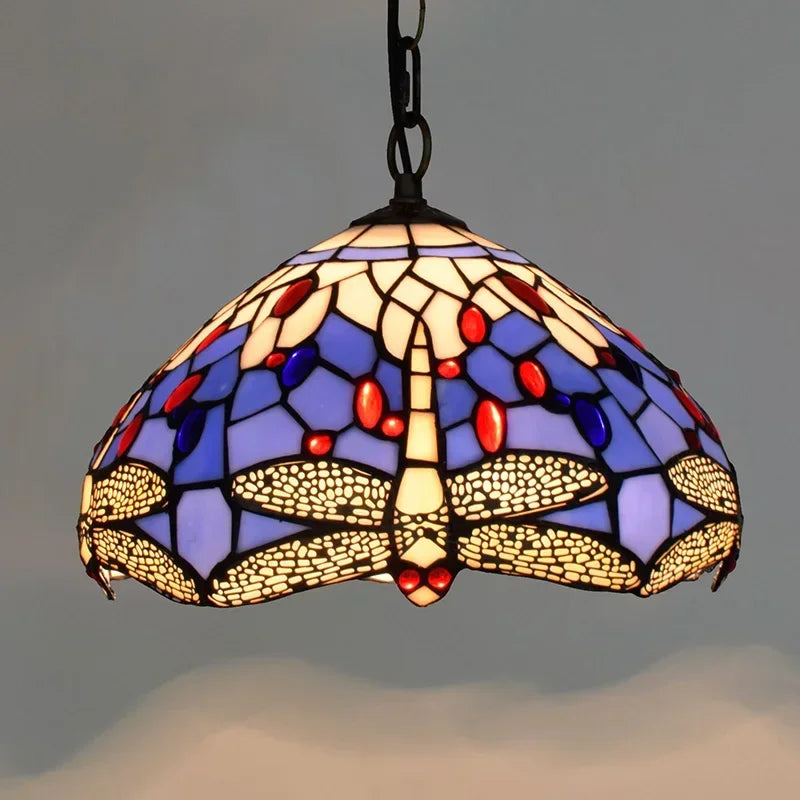 European Retro Colorful Glass Chandelier Bar Restaurant Creative Rural Bedroom Porch Balcony Mediterranean Light Fixture