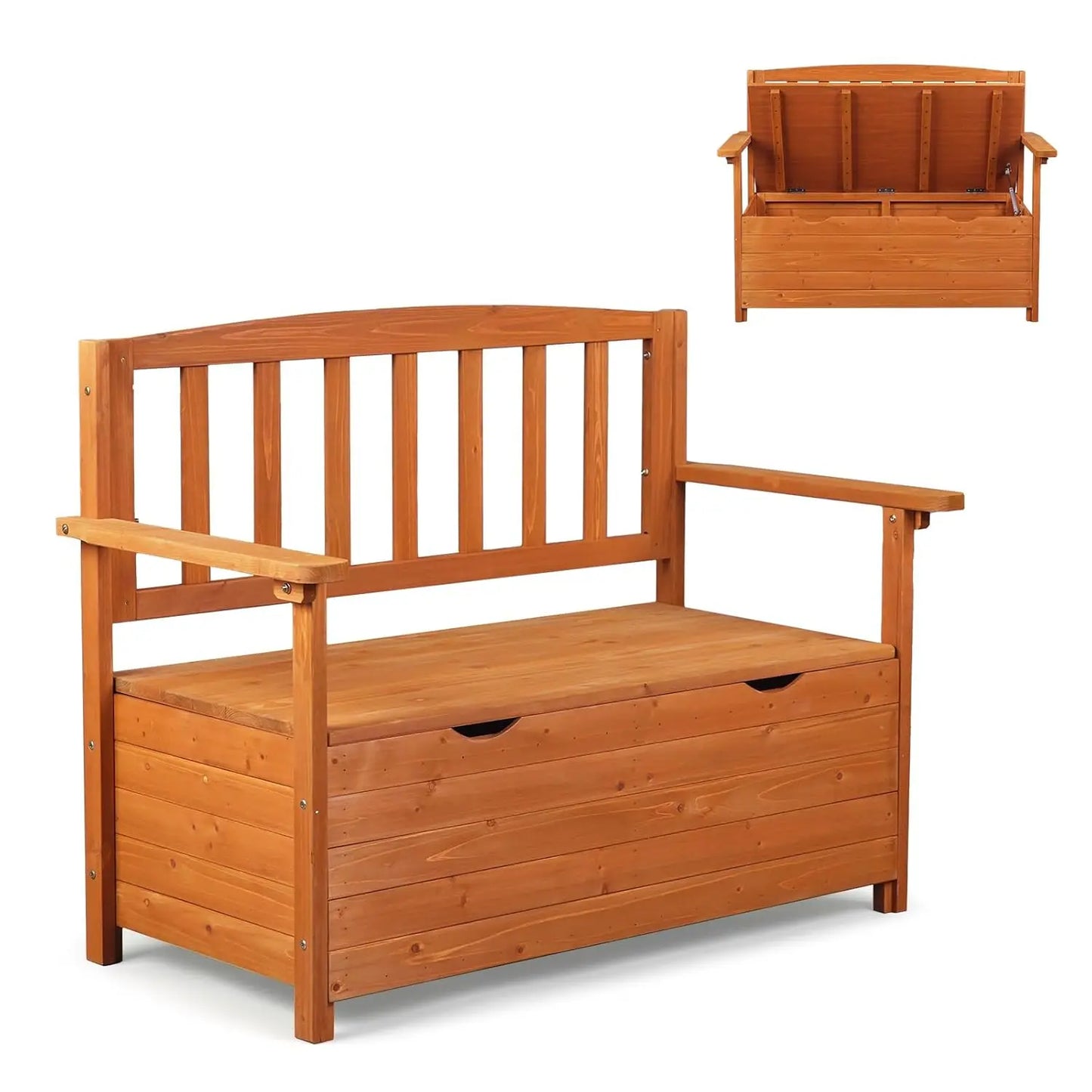 Weatherproof Fir Wood Outdoor Storage Bench With Seating