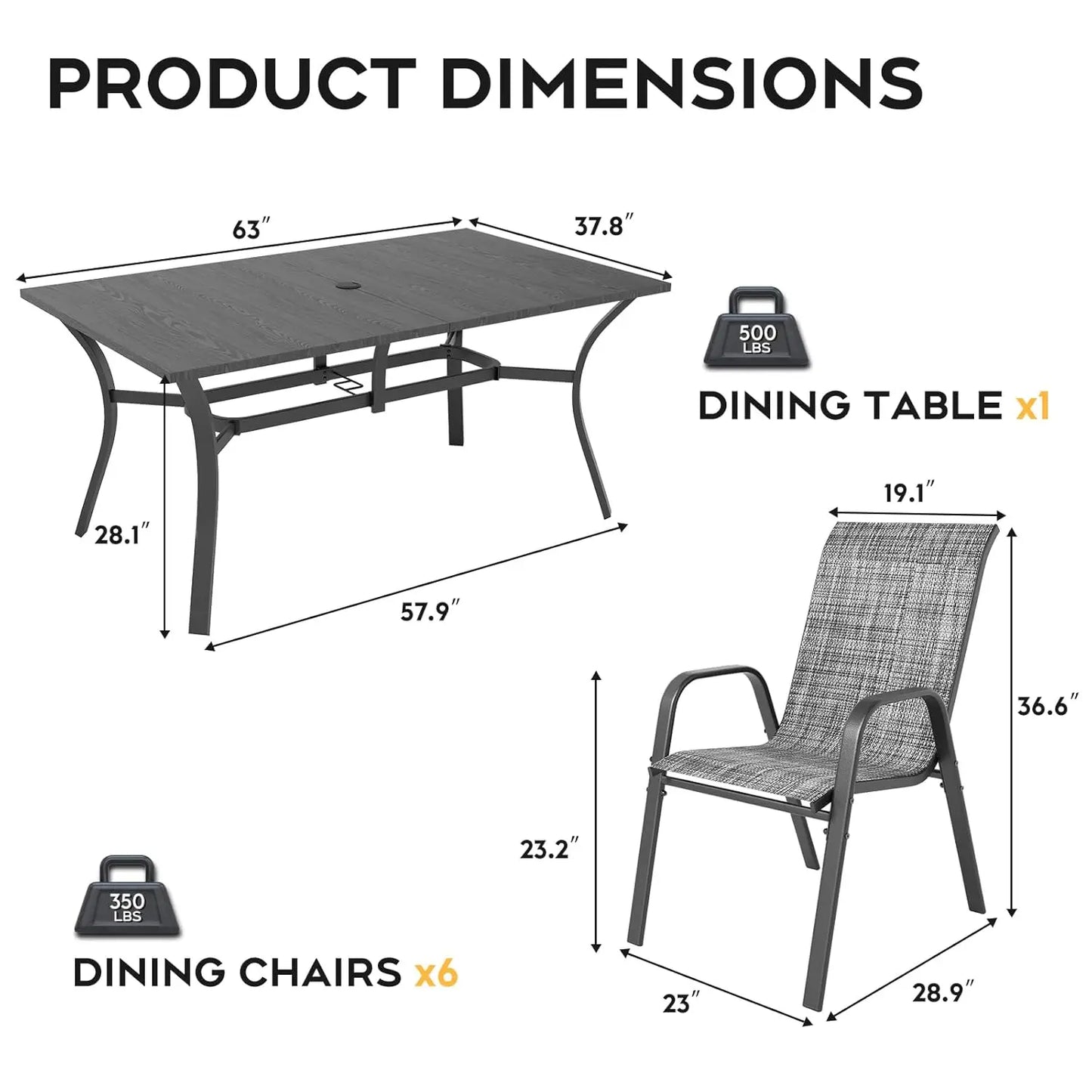 Outdoor Dining Set With Adjustable Umbrella Hole And Heavy Duty Metal Frame
