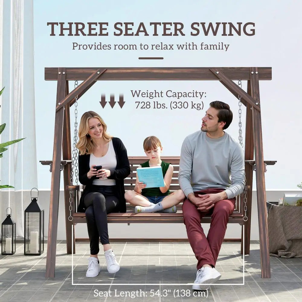 Porch Swing With Stand And Side Tables For Outdoor Patio
