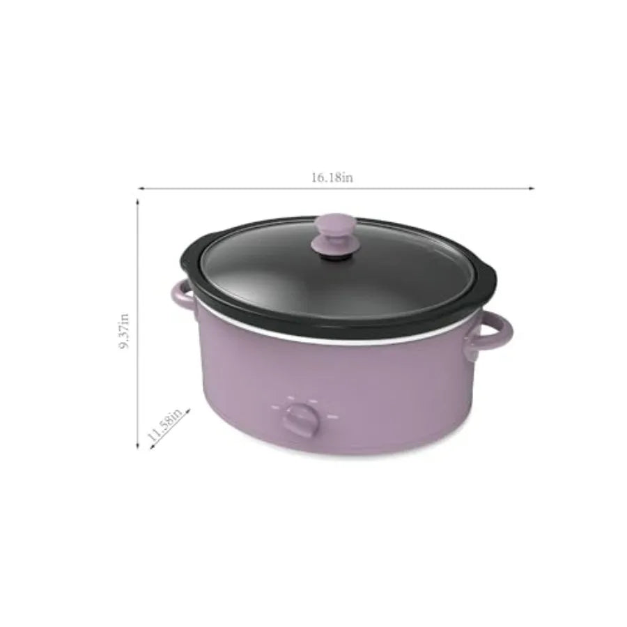 Oval Slow Cooker With Removable Stoneware Crock Glass Lid Three Heat Settings