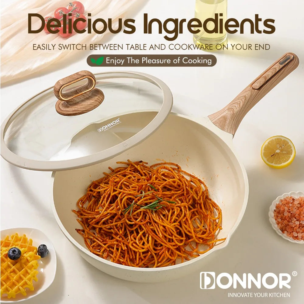 DONNOR Ceramic Cookware Sets Pots and Pans Set Nonstick  Induction Cookware Kitchen Cooking Set with Frying Pans Set