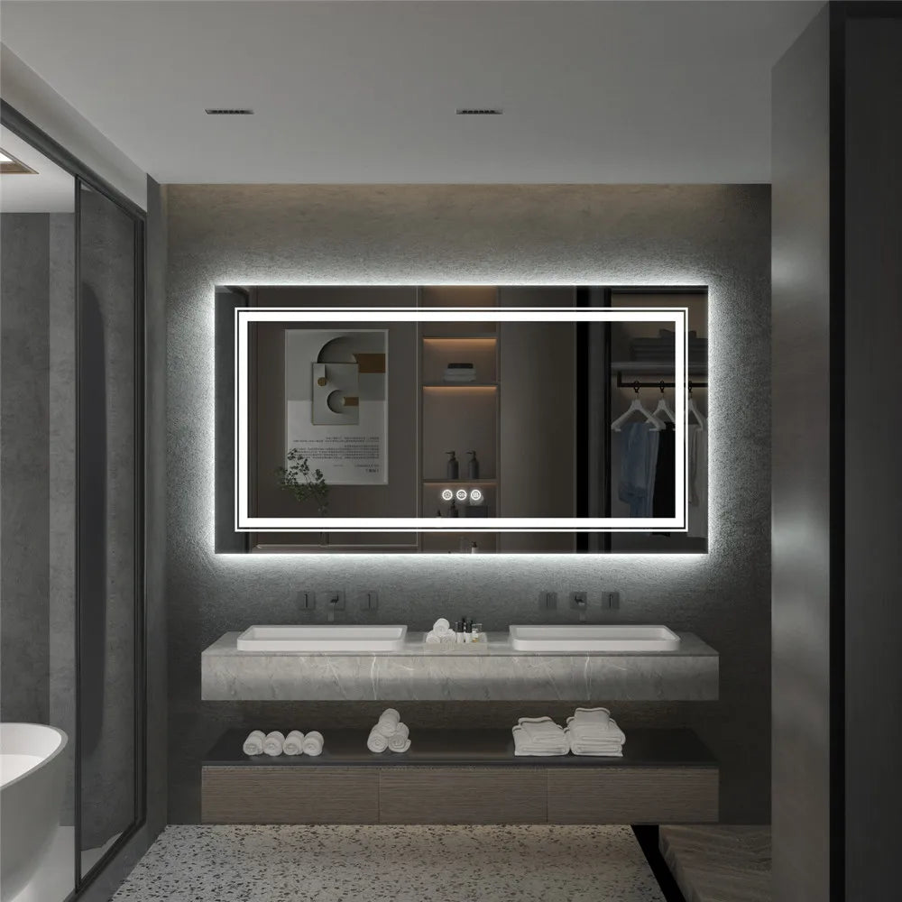 LUVODI Illuminated Bathroom Mirror With Touch Sensor And Anti Fog Lights
