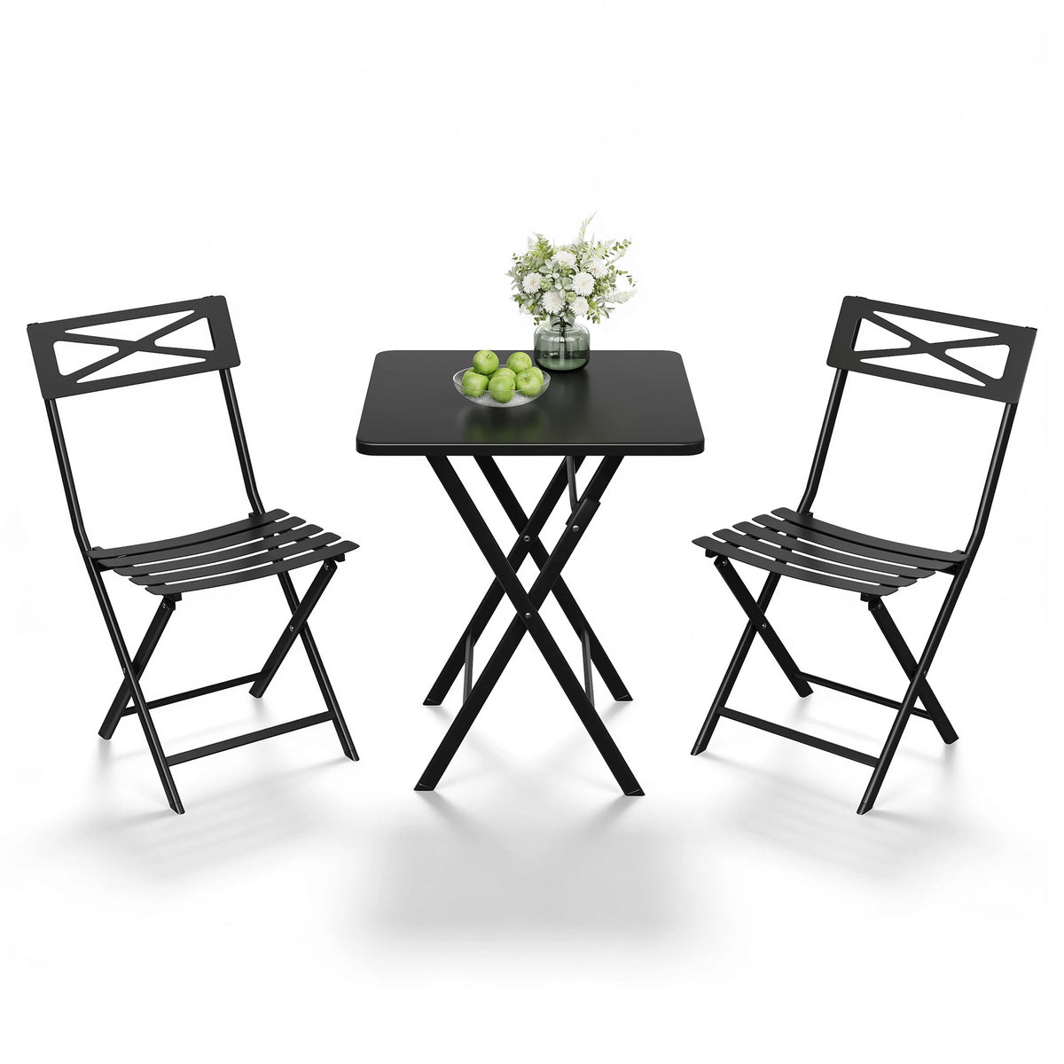 GAOMON Folding Patio Bistro Set With Table And Two Chairs