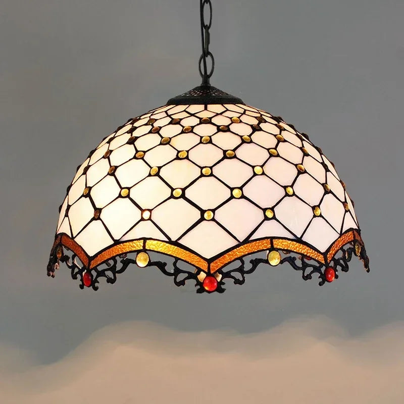 European Retro Colorful Glass Chandelier Bar Restaurant Creative Rural Bedroom Porch Balcony Mediterranean Light Fixture