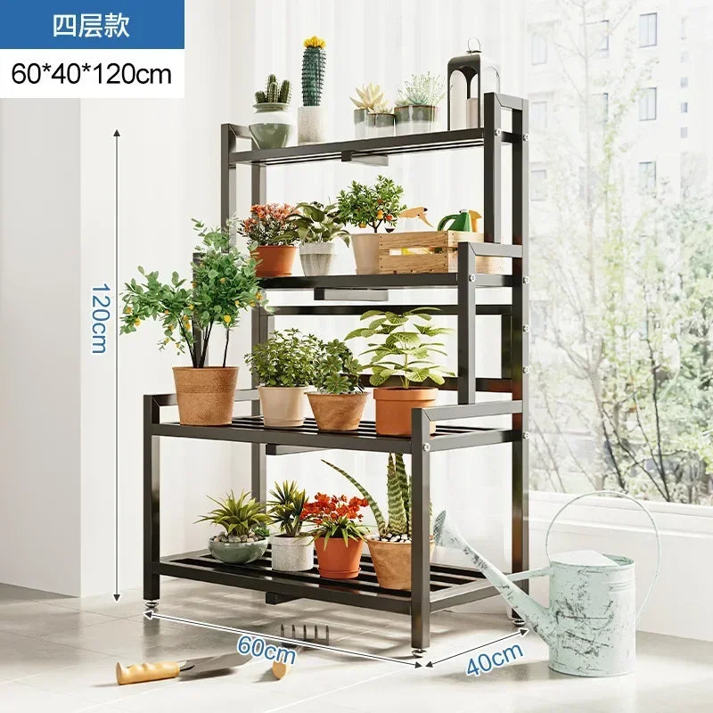 Tiered Display Plant Rack Shelf Universal Outdoor Metal Square Plant Rack Shelf Luxury Black Plantenrek Balcony Furniture