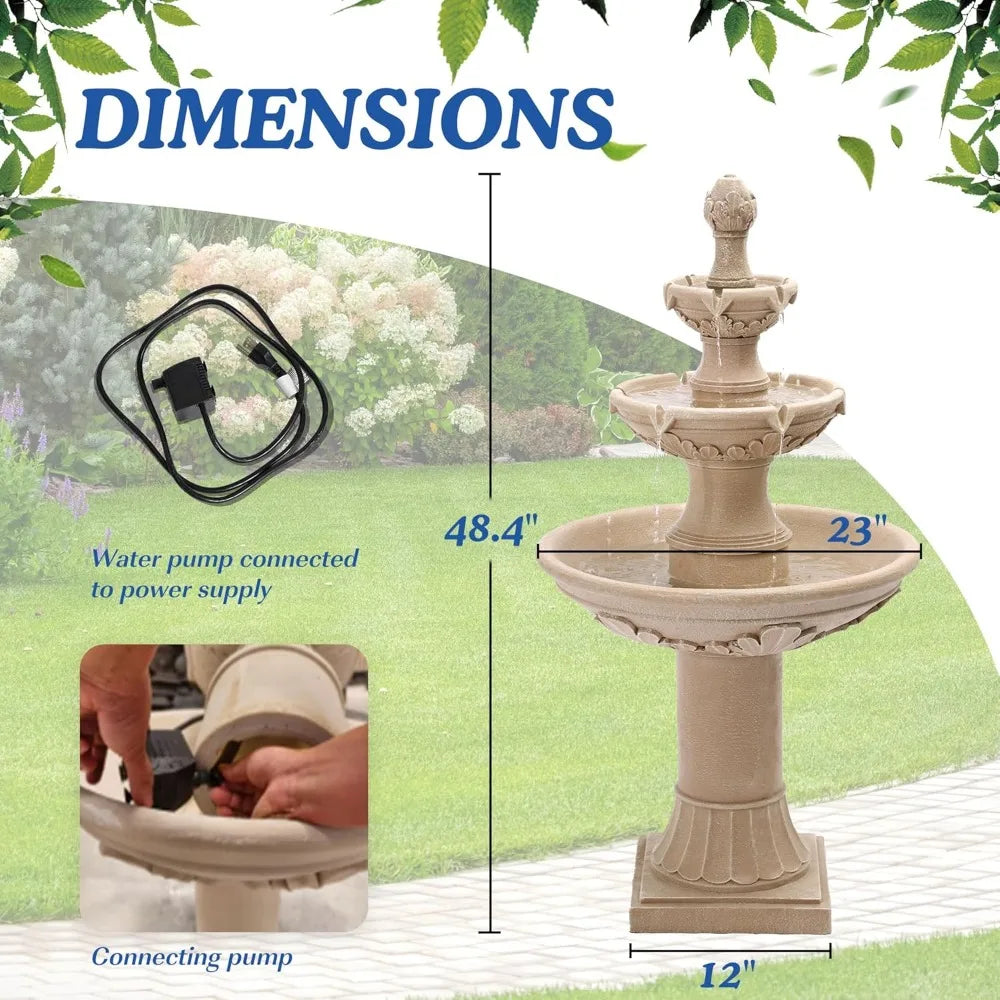Italian Outdoor Water Fountain For Garden Decor Cascading Resin Floor