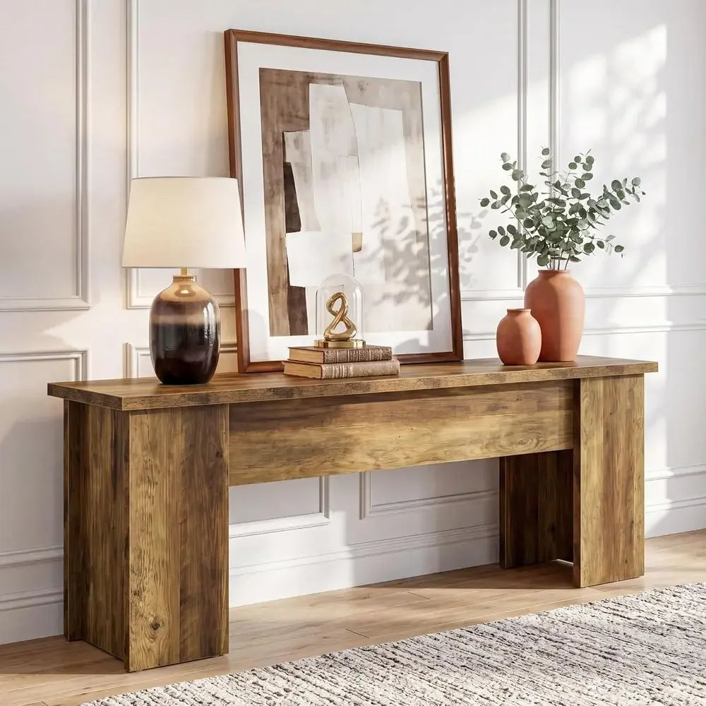 63-Inch Low ole Table, armhouse Wooden Entryway Table, Narrow Long Soa Table Behind Couch or Living Room, Entrance, Hallway
