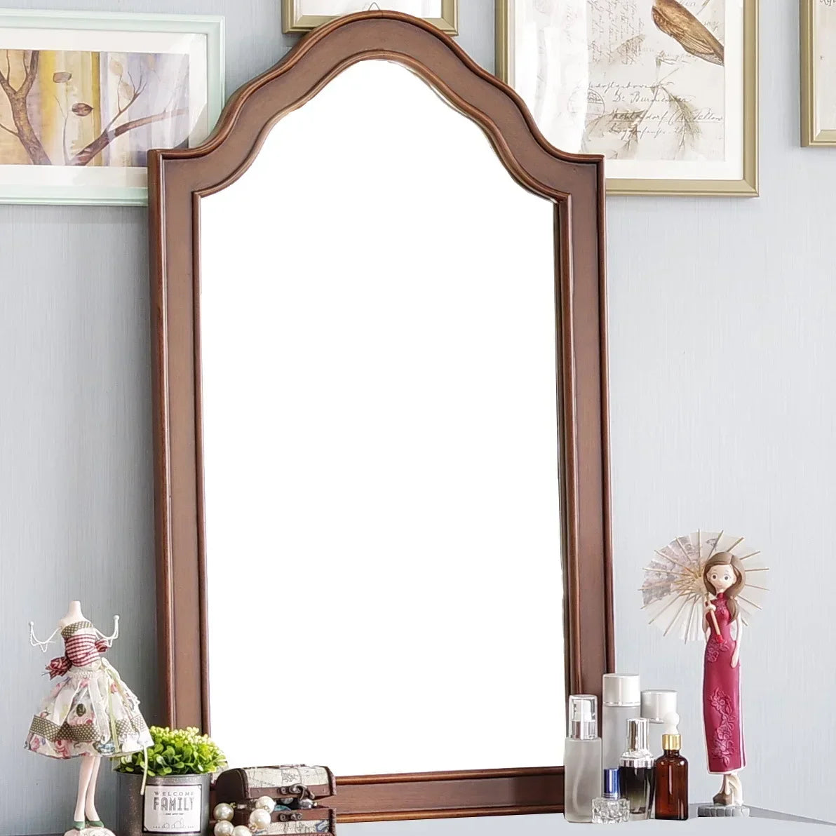 Mirror Table Bedroom European Solid Wood Dresser Amercia Princess Furniture Dark Villa Luxury Carved Makeup Table Dressing Table