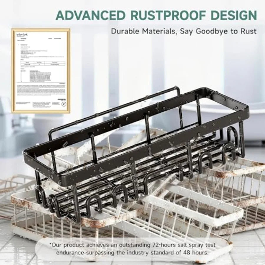 Shower Caddy 6-Pack, Advanced Rustproof Design, No Drilling Adhesive Shelves, Rack with Soap Holder, Large Capacity Bathroom Or