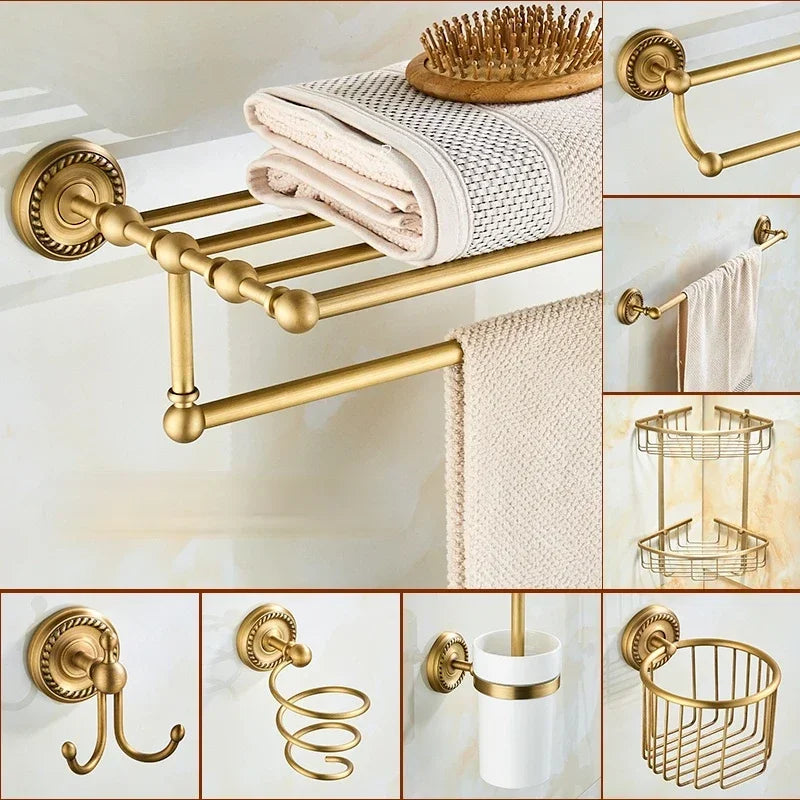 Brass Bath Accessories Set Towel Bar Towel Ring Paper Holder