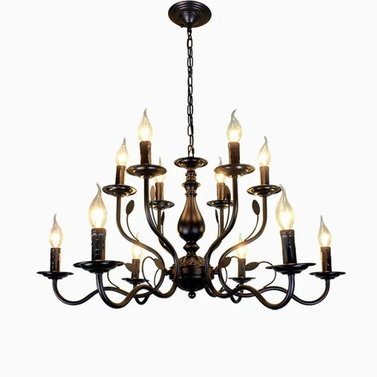 Enerlord French Candle Chandelier Iron Industrial Lustres