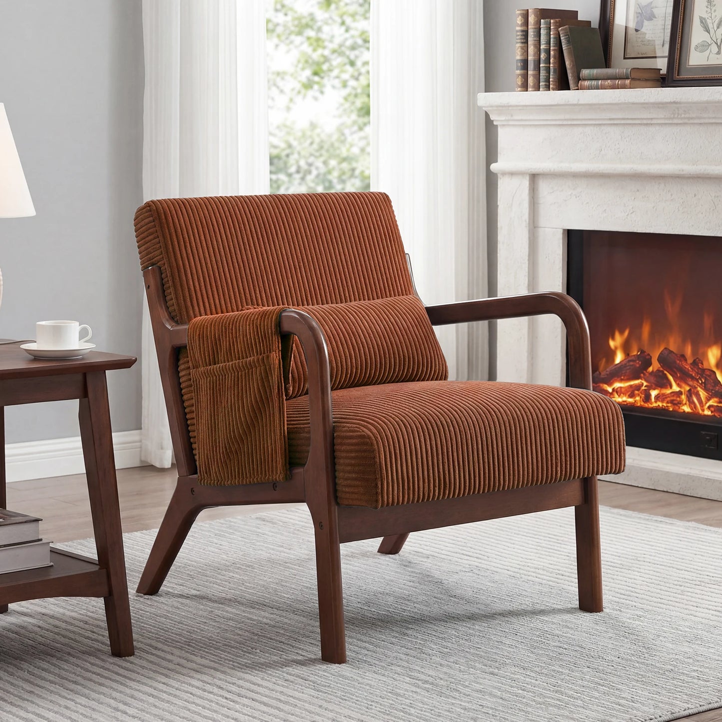 MCQ Mid-century Solid Wood Frame Office Chair Ergonomic Armchair with Lumbar Pillow High Backrest Heavy Capacity For Office
