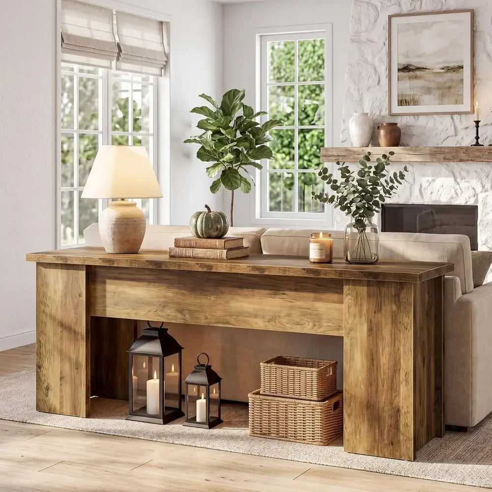 63-Inch Low ole Table, armhouse Wooden Entryway Table, Narrow Long Soa Table Behind Couch or Living Room, Entrance, Hallway