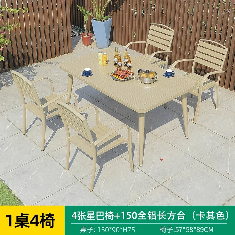 Outdoor Aluminum Alloy Patio Table And Chairs Set For Courtyards