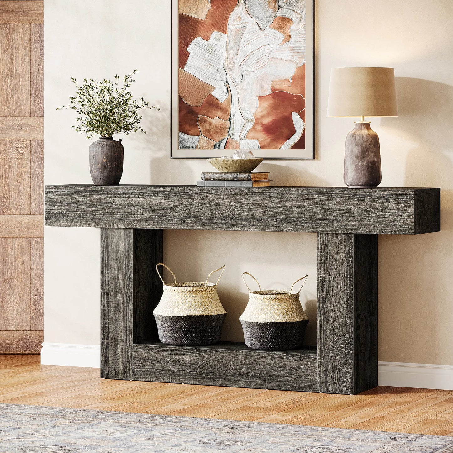 Tribesigns Farmhouse Console Table With U Shaped Base Entryway