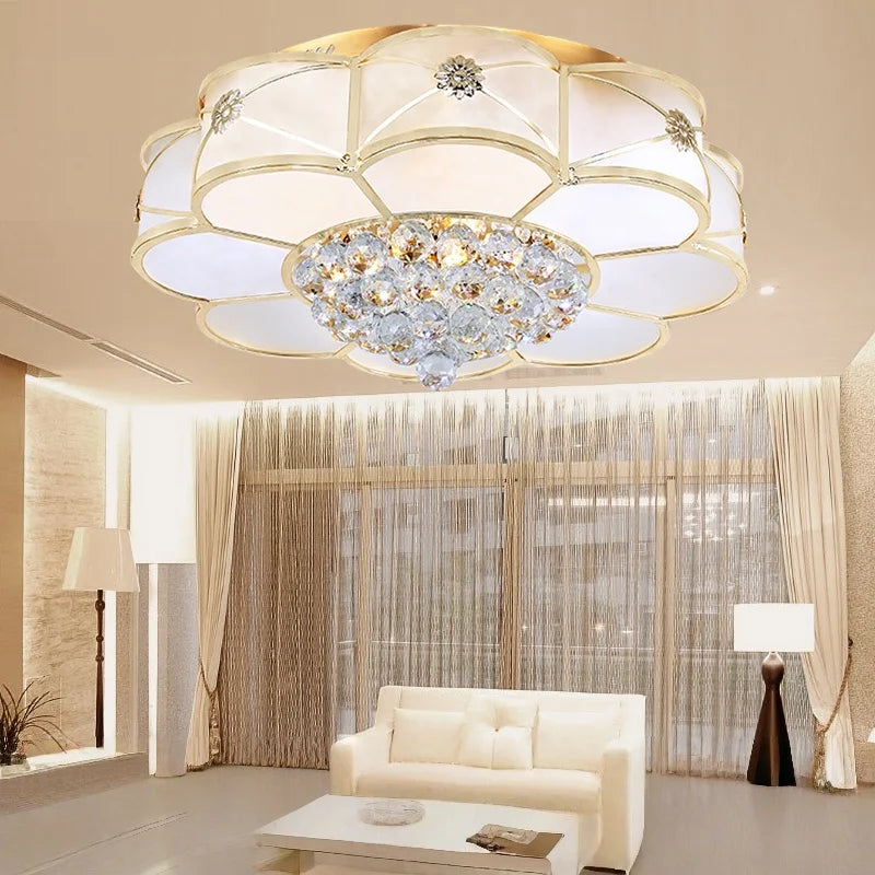 European Style Living Room Crystal Ceiling Lamp Atmospheric Simple Modern LED Bedroom Study Kitchen Island Ceiling Light Fixture