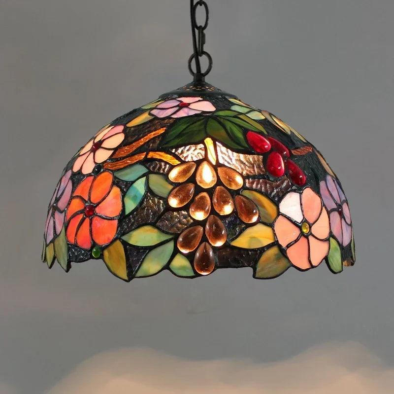 European Retro Colorful Glass Chandelier Bar Restaurant Creative Rural Bedroom Porch Balcony Mediterranean Light Fixture