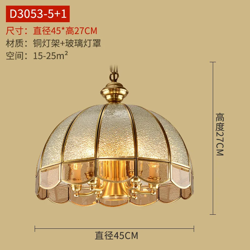 Normichy American Copper Chandelier European Vintage Style Pendant Lighting