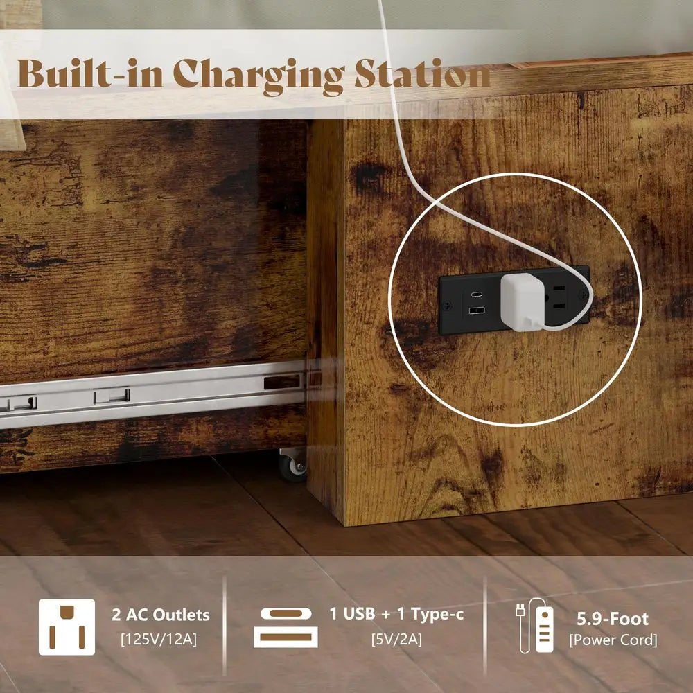 Murphy Bed Cabinet With Charging Station And Storage Drawer