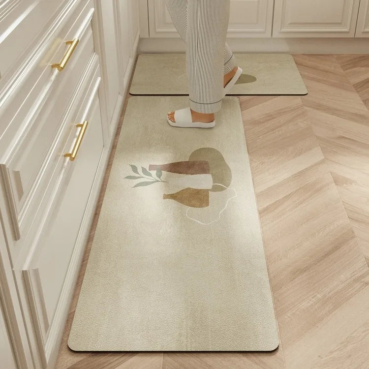 Facaishu Waterproof Kitchen Floor Mat PVC Leather Non Slip Rug