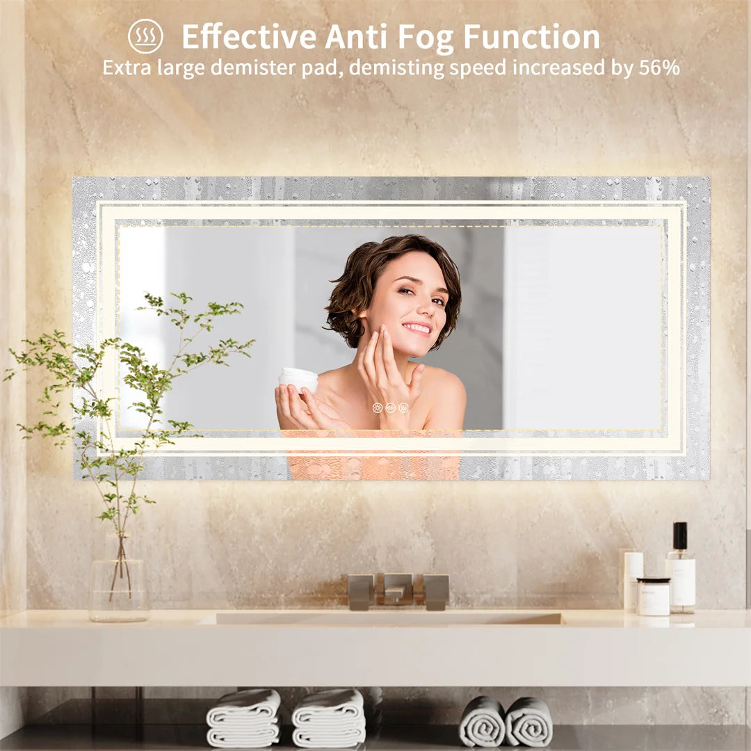 LUVODI Illuminated Bathroom Mirror With Touch Sensor And Anti Fog Lights