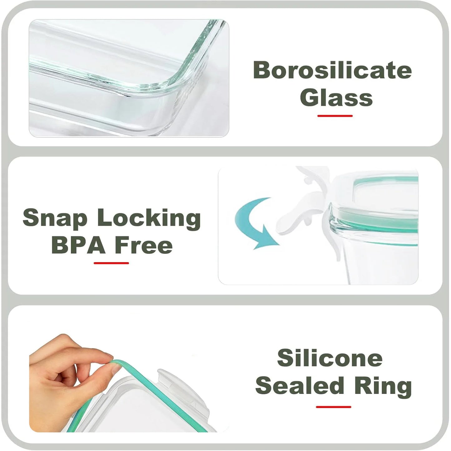 Glass Food Storage Containers 4-Pack With Lids Dishwasher Safe