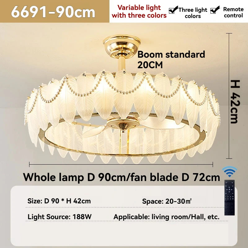 Yue Huqin Crystal Chandelier Ceiling Fan Pendant Light