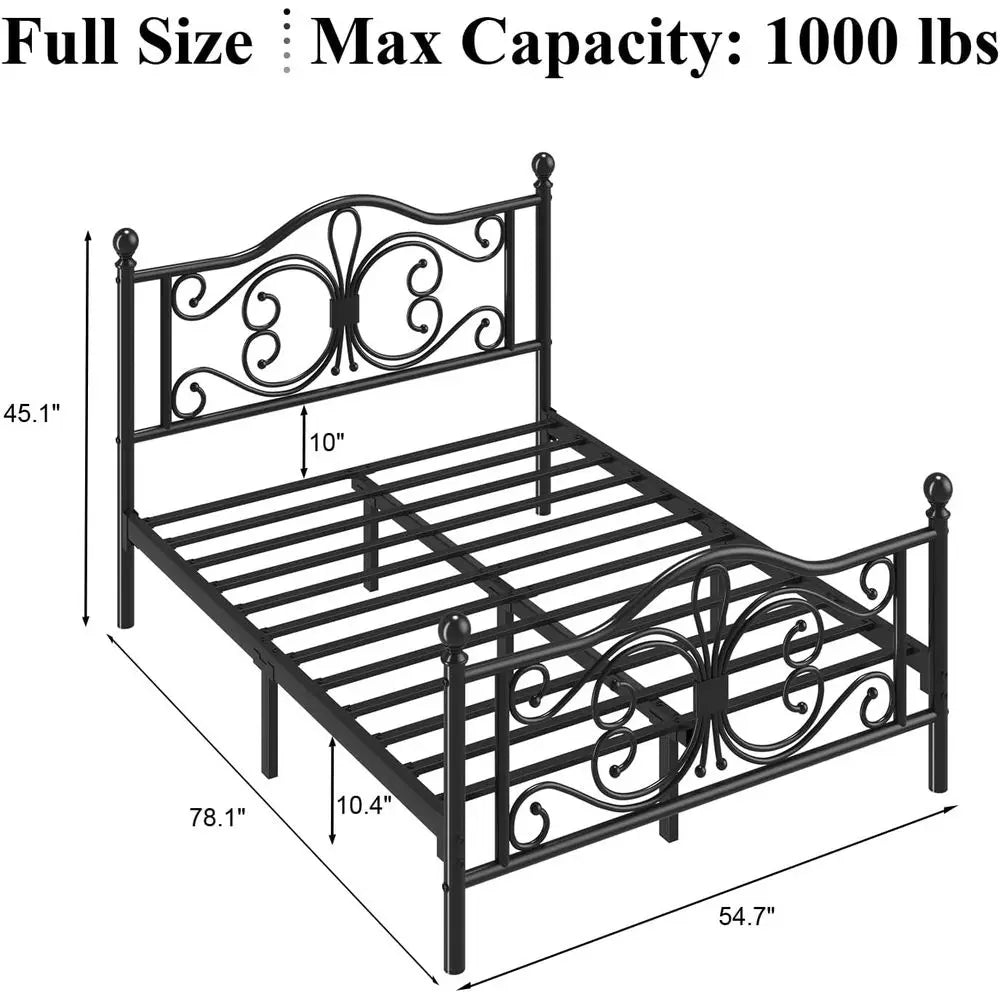 Full Metal Platform Bed With Sleek Design And Solid Slat Support