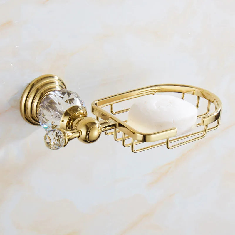 HOBHE Crystal Stainless Steel Soap Dish Holder For Bathroom