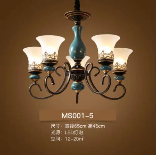 French Style Antique LED Ceramic Chandelier For Living Room