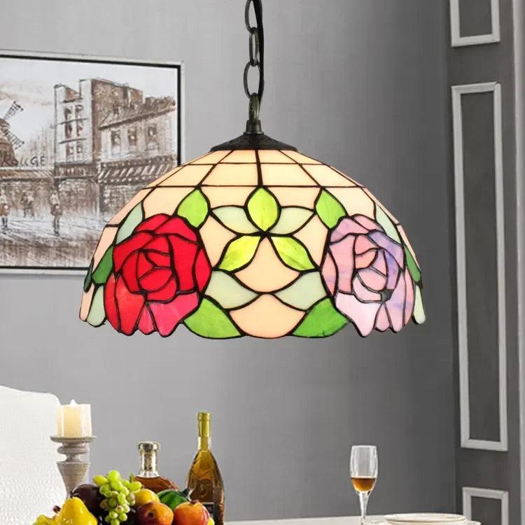 European Retro Colorful Glass Chandelier Bar Restaurant Creative Rural Bedroom Porch Balcony Mediterranean Light Fixture