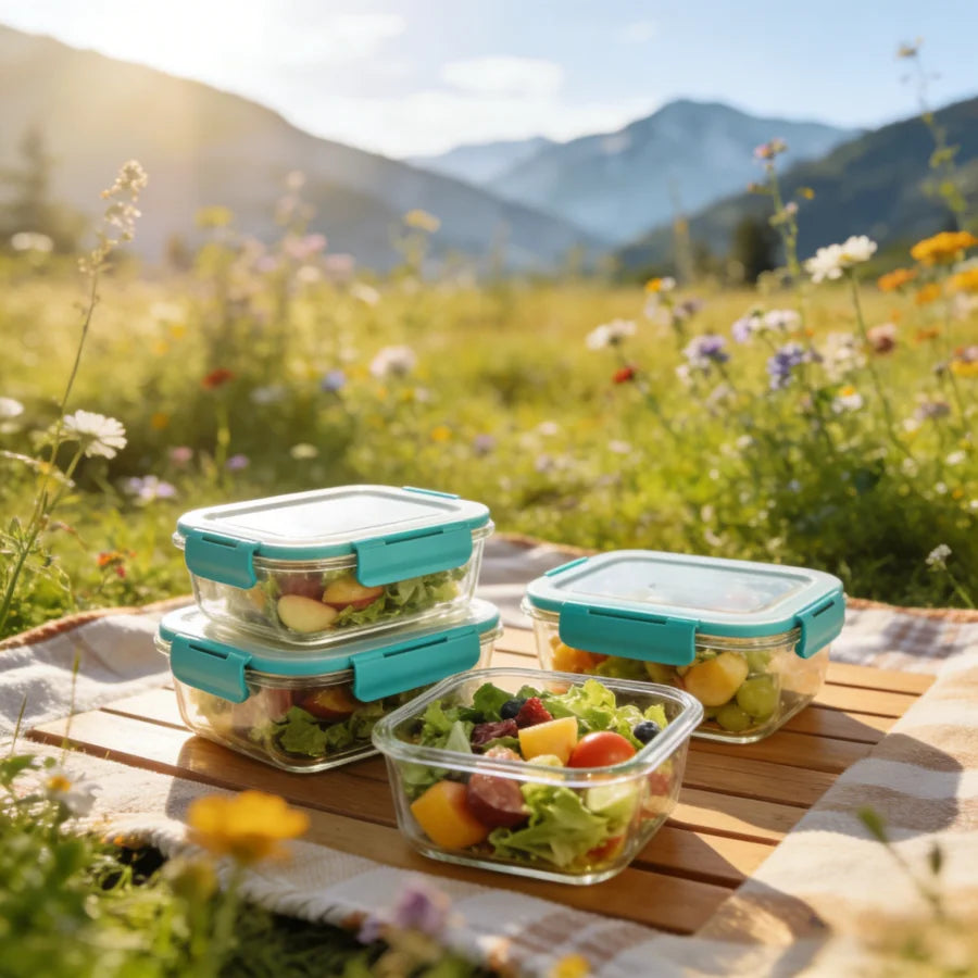 Glass Food Storage Containers Set Twelve Pieces With Airtight Lids