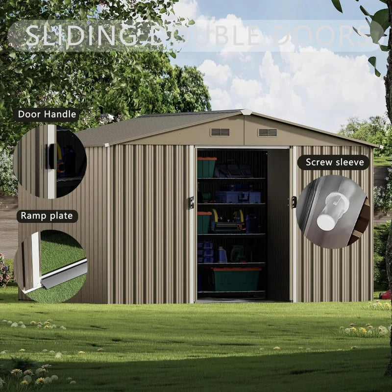 Outdoor Storage Shed Waterproof Lockable With Sliding Door And Ventilation