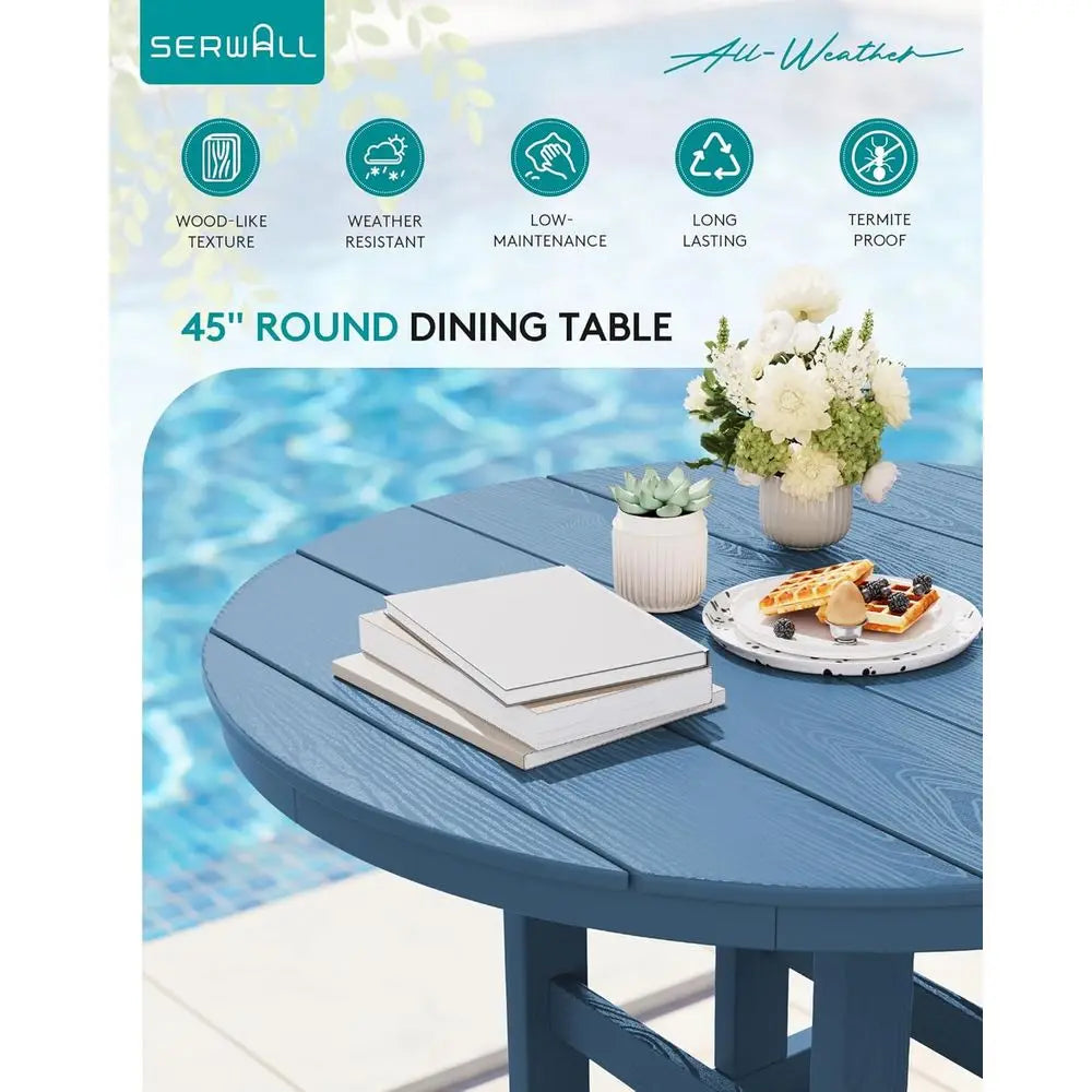HDPE 5-Piece Patio Dining Set Round Table And Chairs