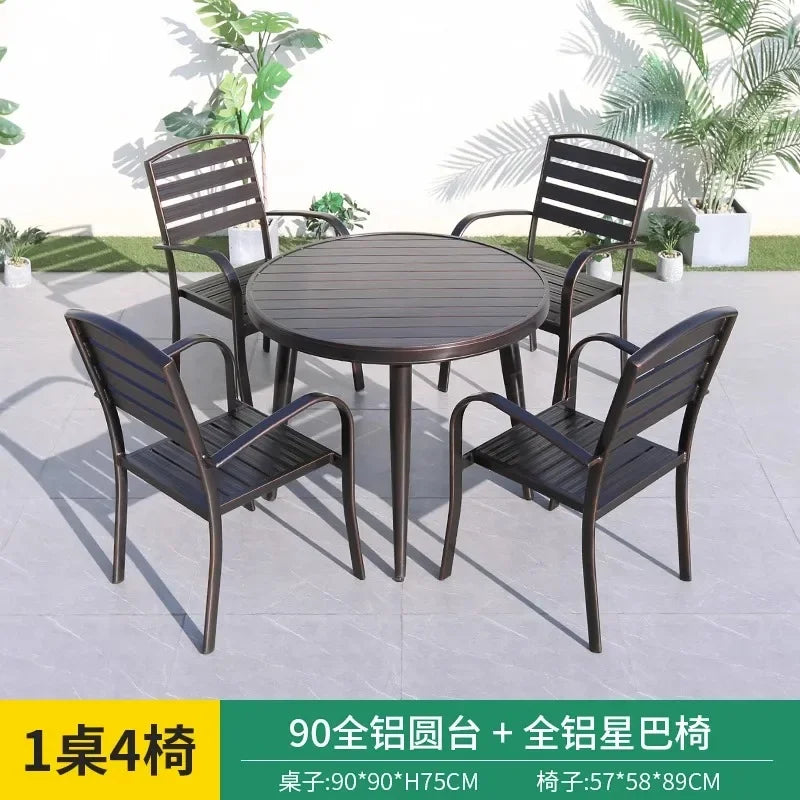 Outdoor Aluminum Alloy Patio Table And Chairs Set For Courtyards