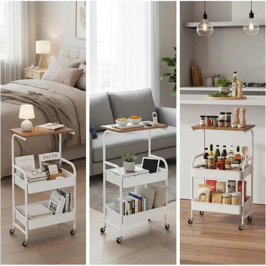 Heavy Duty Steel Rolling Storage Cart With Locking Wheels