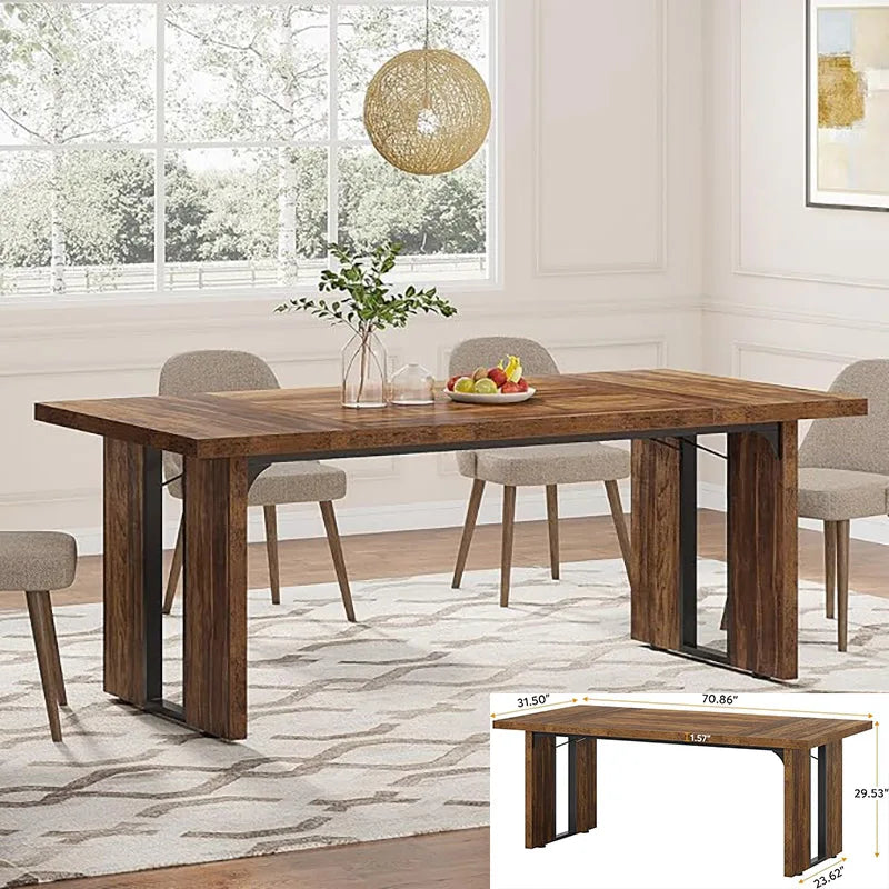 LITTLE TREE Farmhouse Dining Table For Kitchen And Dining Room