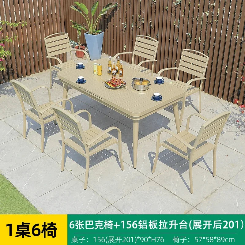 Outdoor Aluminum Alloy Patio Table And Chairs Set For Courtyards