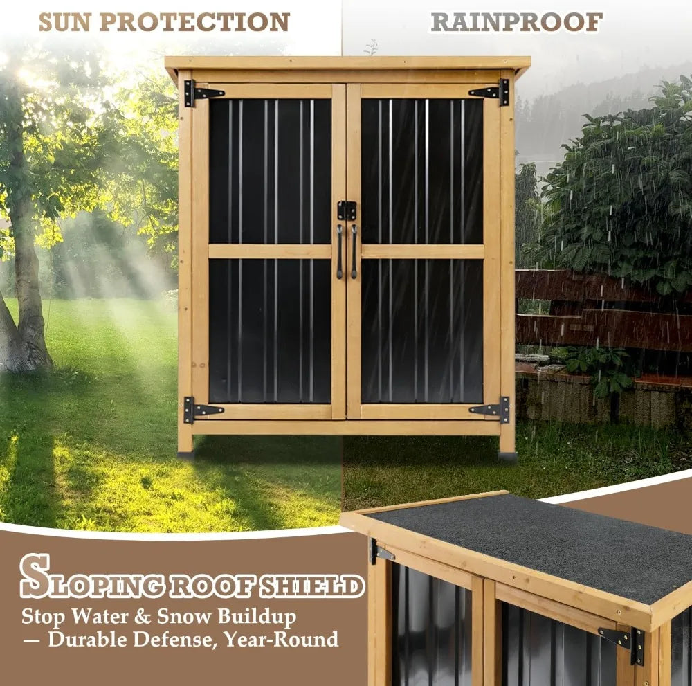 Outdoor Storage Cabinet Waterproof Lockable Shelves Patio Garden Pool Organizer