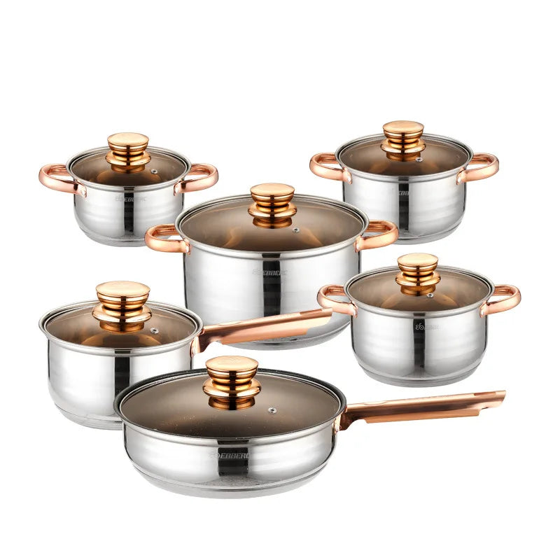 LMM Stainless Steel Pot Set Six-Piece Set Milk Pot Set