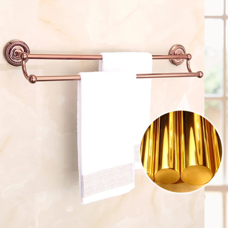 HOTAAN Solid Brass Bathroom Accessories Set Robe Hook Towel Bar