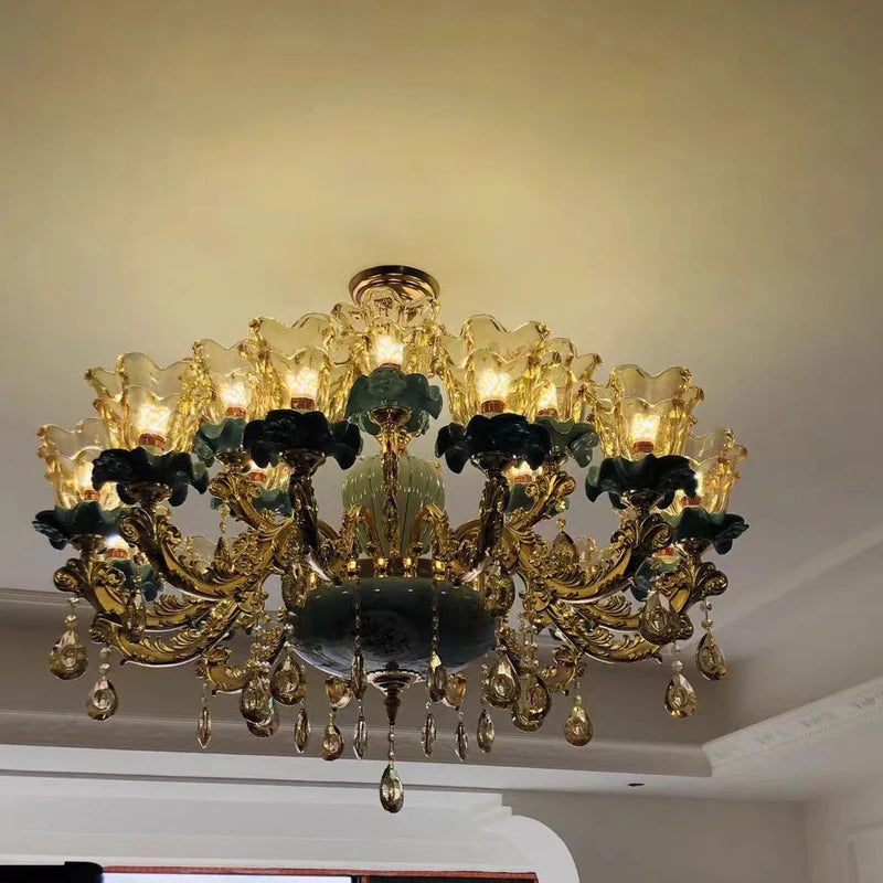 Fei Guang Lighting Ceramic Chandelier Crystal Glass Fixture