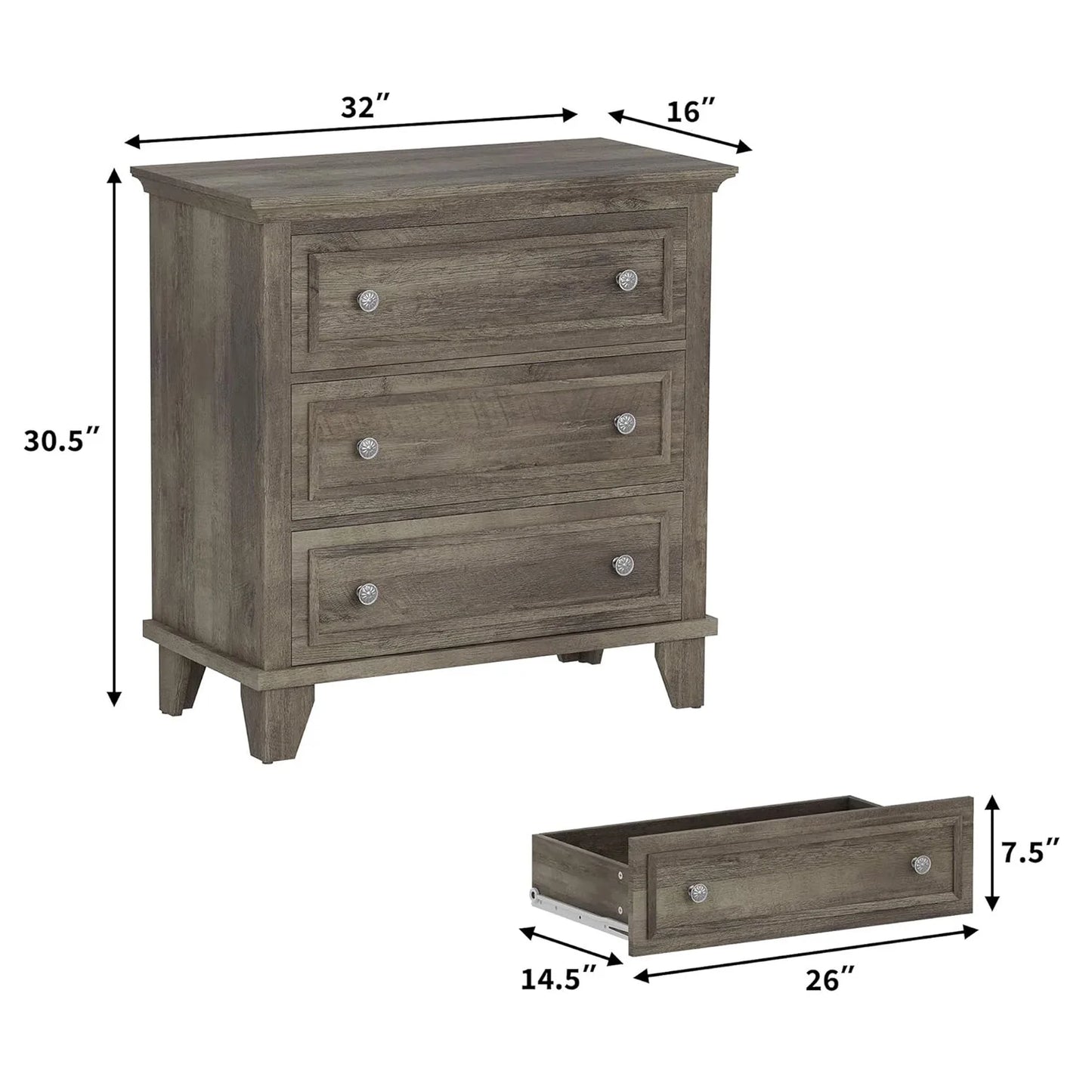 HiMISS Dresser Modern Wooden Storage Chest With Metal Handles