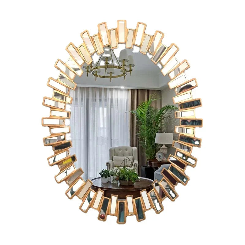 Gold Oval Bathroom Mirror Vanity For European Style Wall Decor